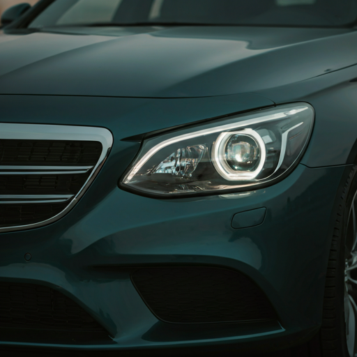 Close up car headlight